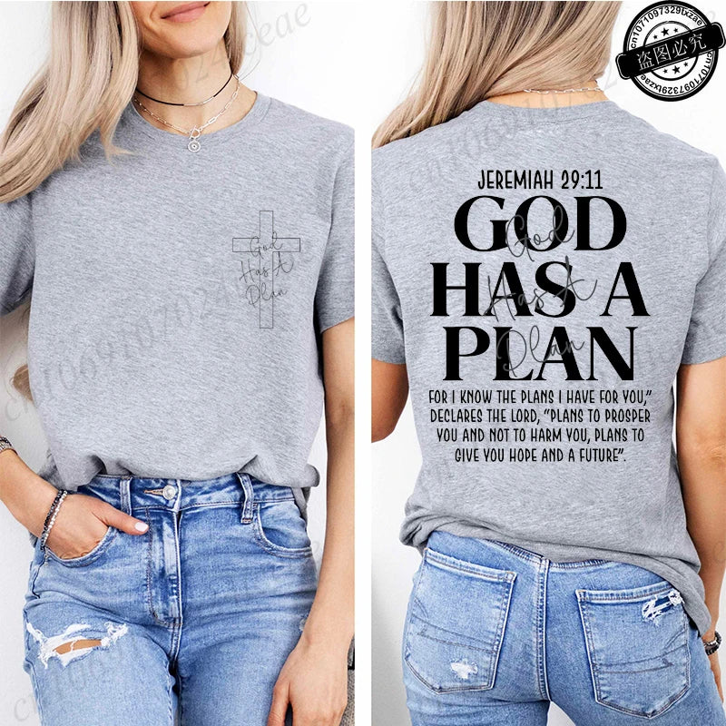 God Has a Plan Christian Women's T-Shirt | Retro Cross Graphic Tee