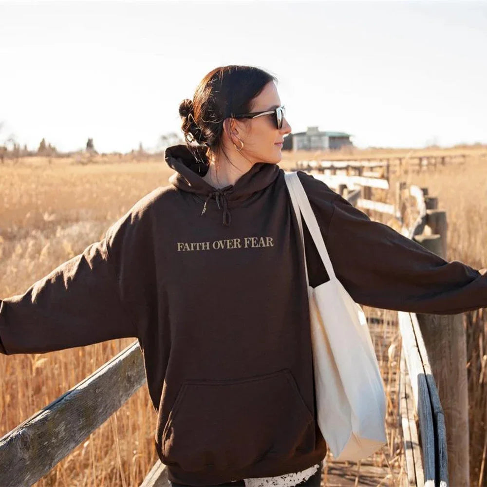 Faith Over Fear Aesthetic Christian Pullover Hoodie | Unisex