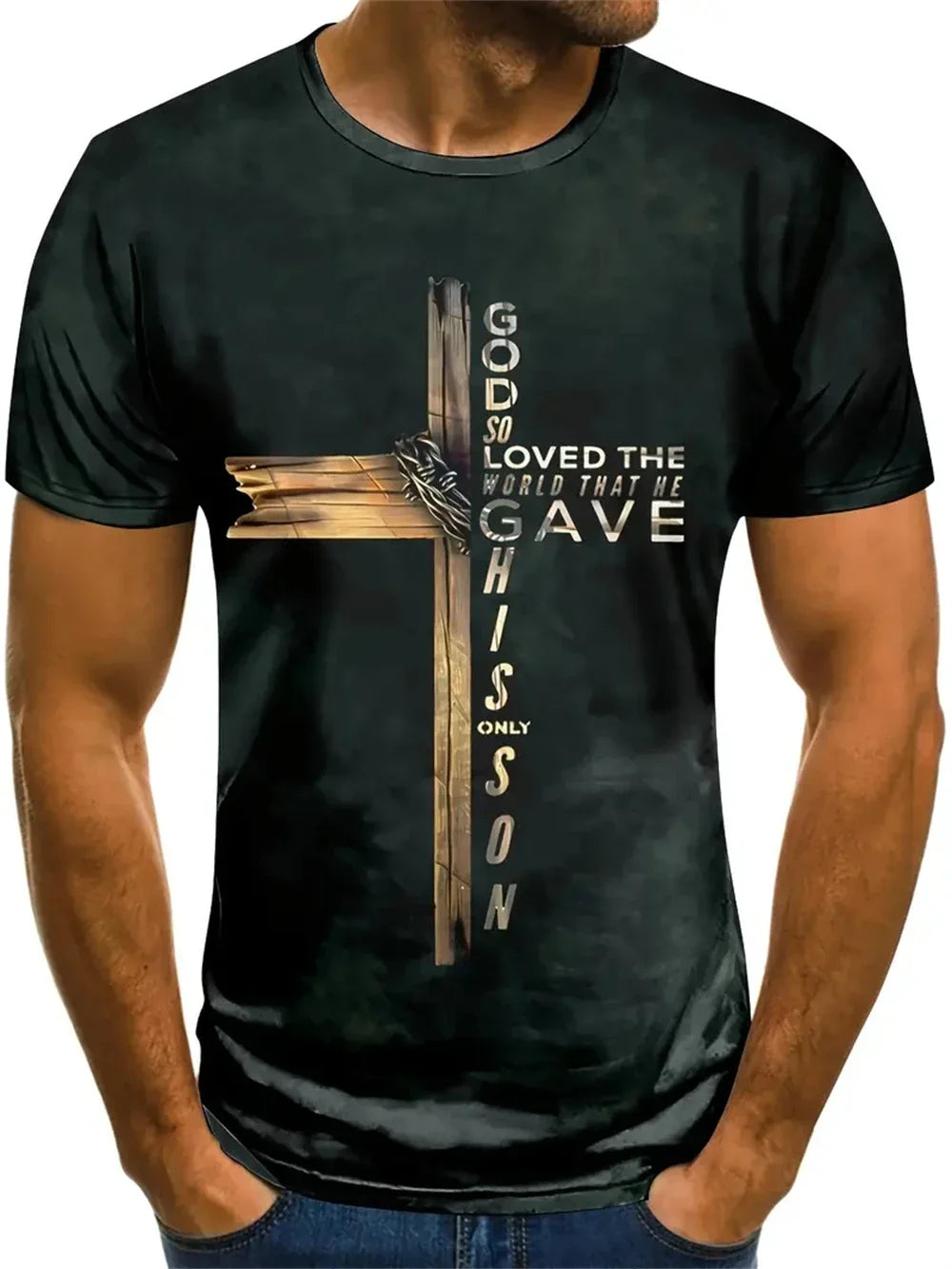 Gothic Jesus Christ Cross 3D Printed Christian T-Shirt