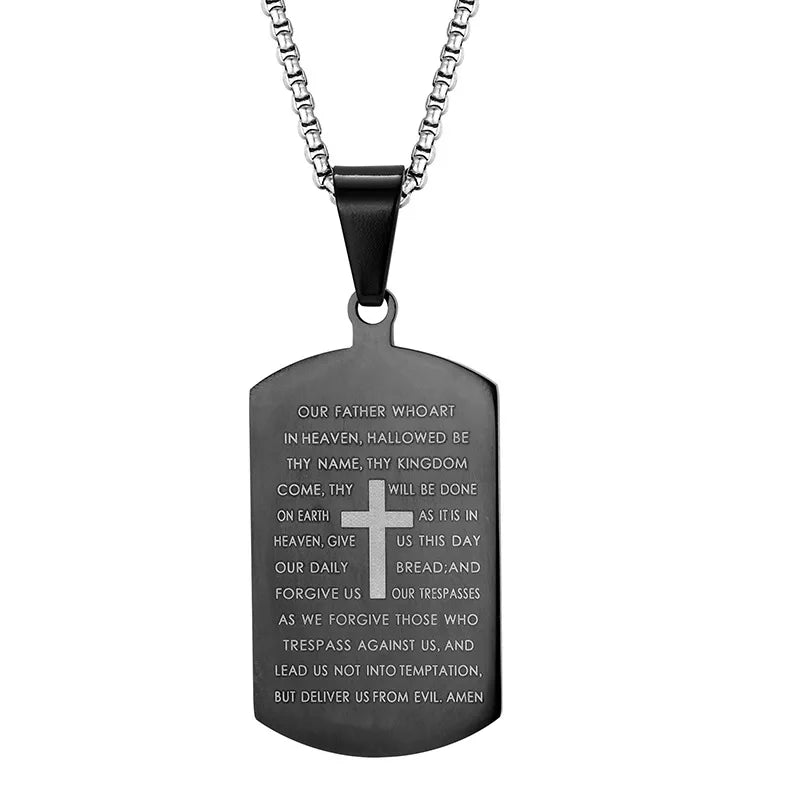 Bible Verse Stainless Steel Cross Necklace for Men