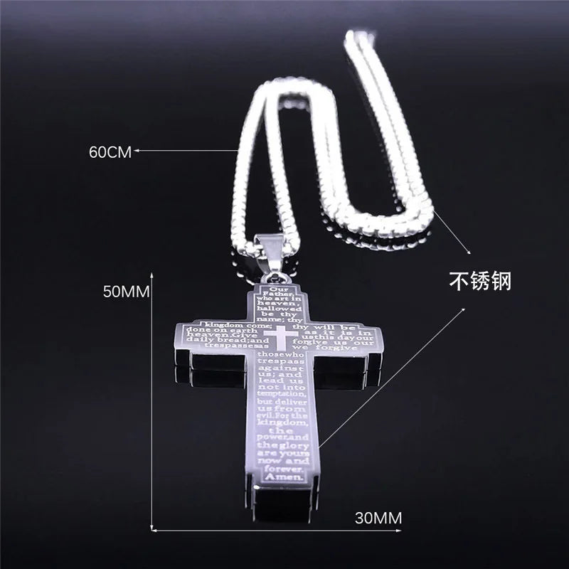 Cross Pendant Necklace for Men | Stainless Steel Christian Jewelry