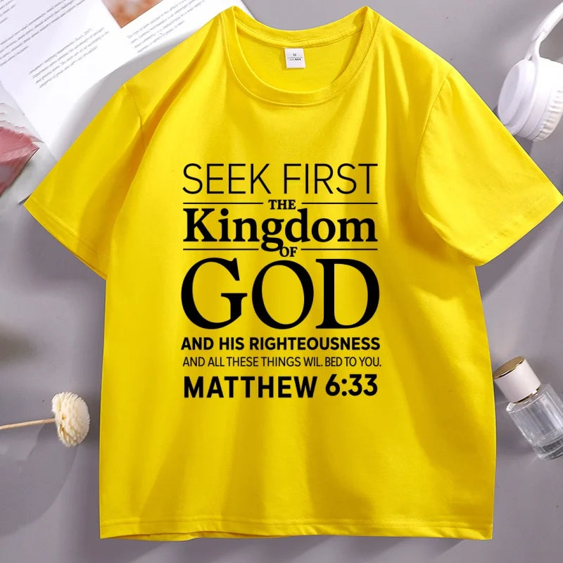 Seek First The Kingdom Christian Bible Verse T-Shirt
