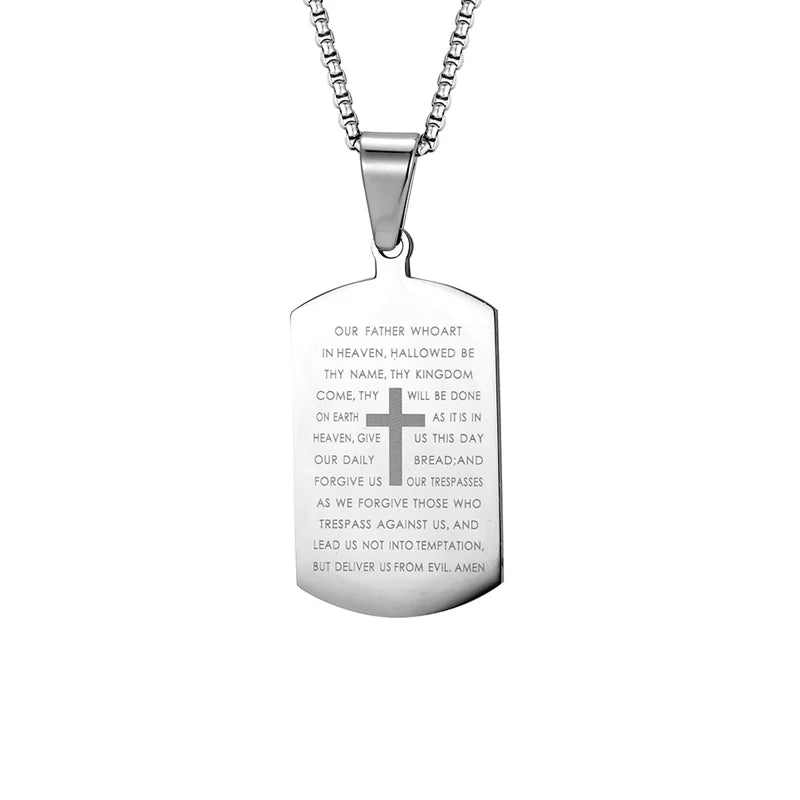 Bible Verse Stainless Steel Cross Necklace for Men
