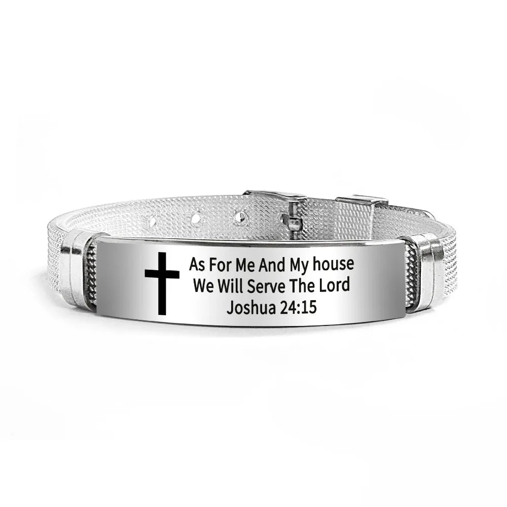Bible Verse Cross Bracelet | Stainless Steel Inspirational Jewelry
