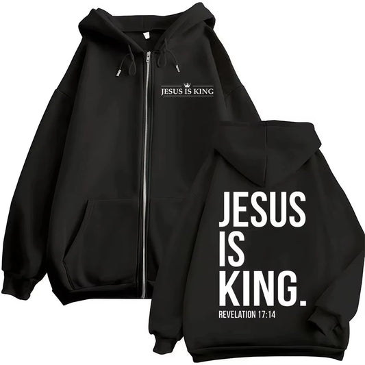 Jesus Is King Christian Zip-Up Hoodie