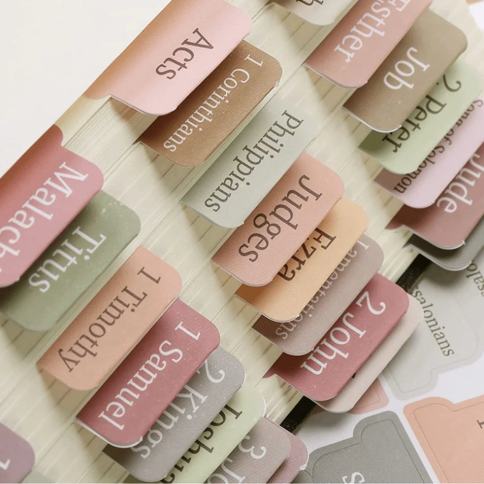 Boho Laminated Bible Tabs Set (75 Tabs) | Scripture Index Tabs