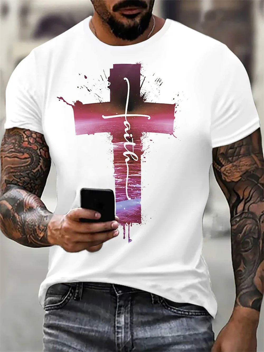 Gothic Jesus Christ Cross 3D Printed Christian T-Shirt