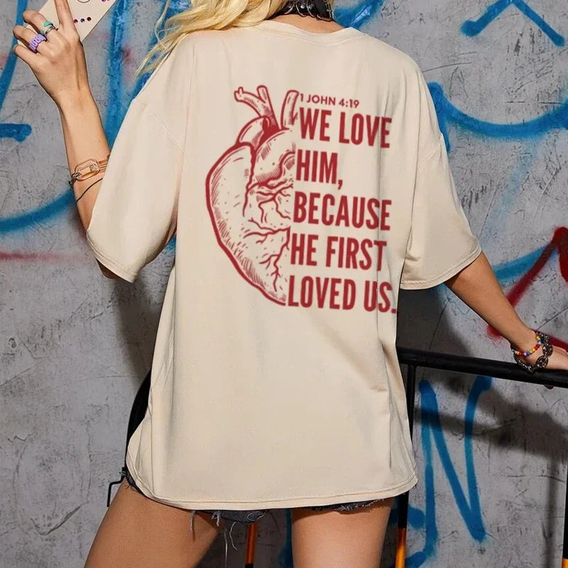 Christian Back Print Bible Verse Oversized T-Shirt