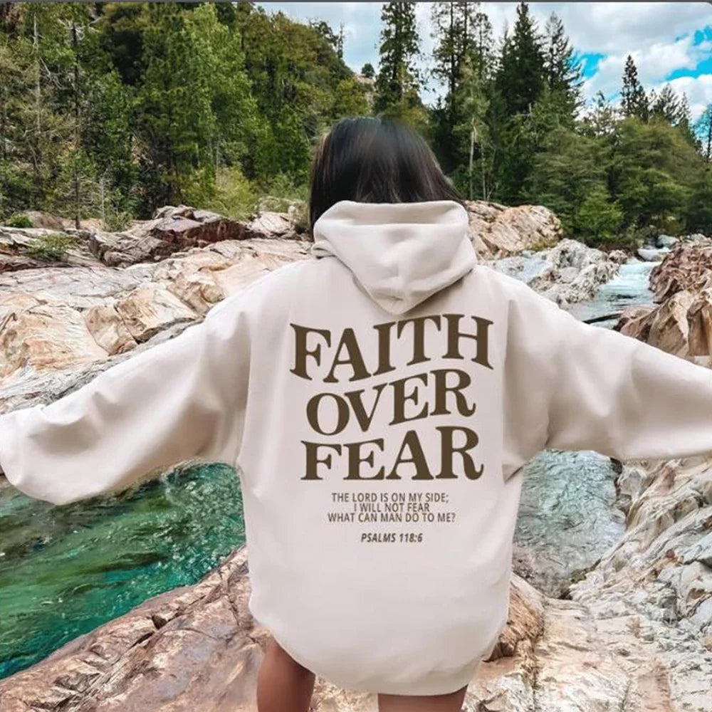 Faith Over Fear Aesthetic Christian Pullover Hoodie | Unisex