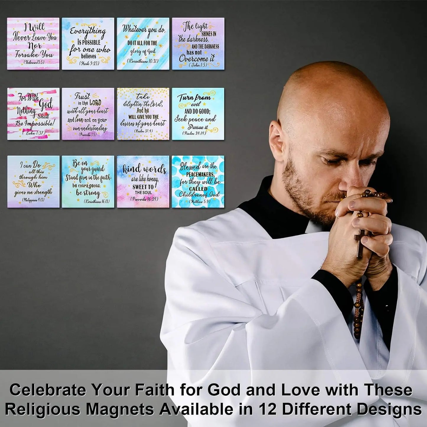 Bible Verse Fridge Magnet Set (12pcs) | Christian Inspirational Magnets