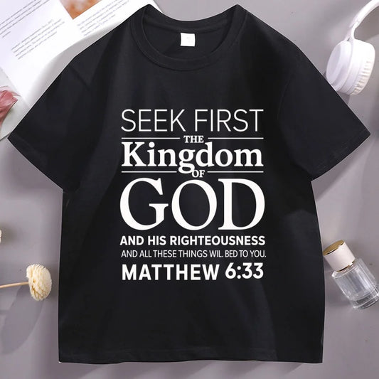 Seek First The Kingdom Christian Bible Verse T-Shirt