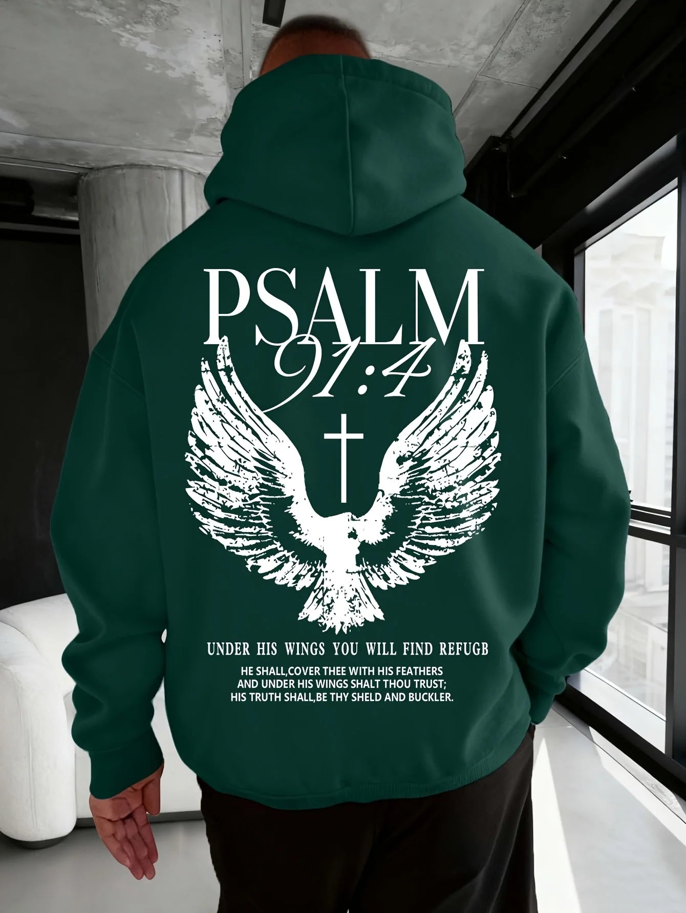 Psalm 91:4 Christian Hoodie Sweatshirt | Bible Verse Print