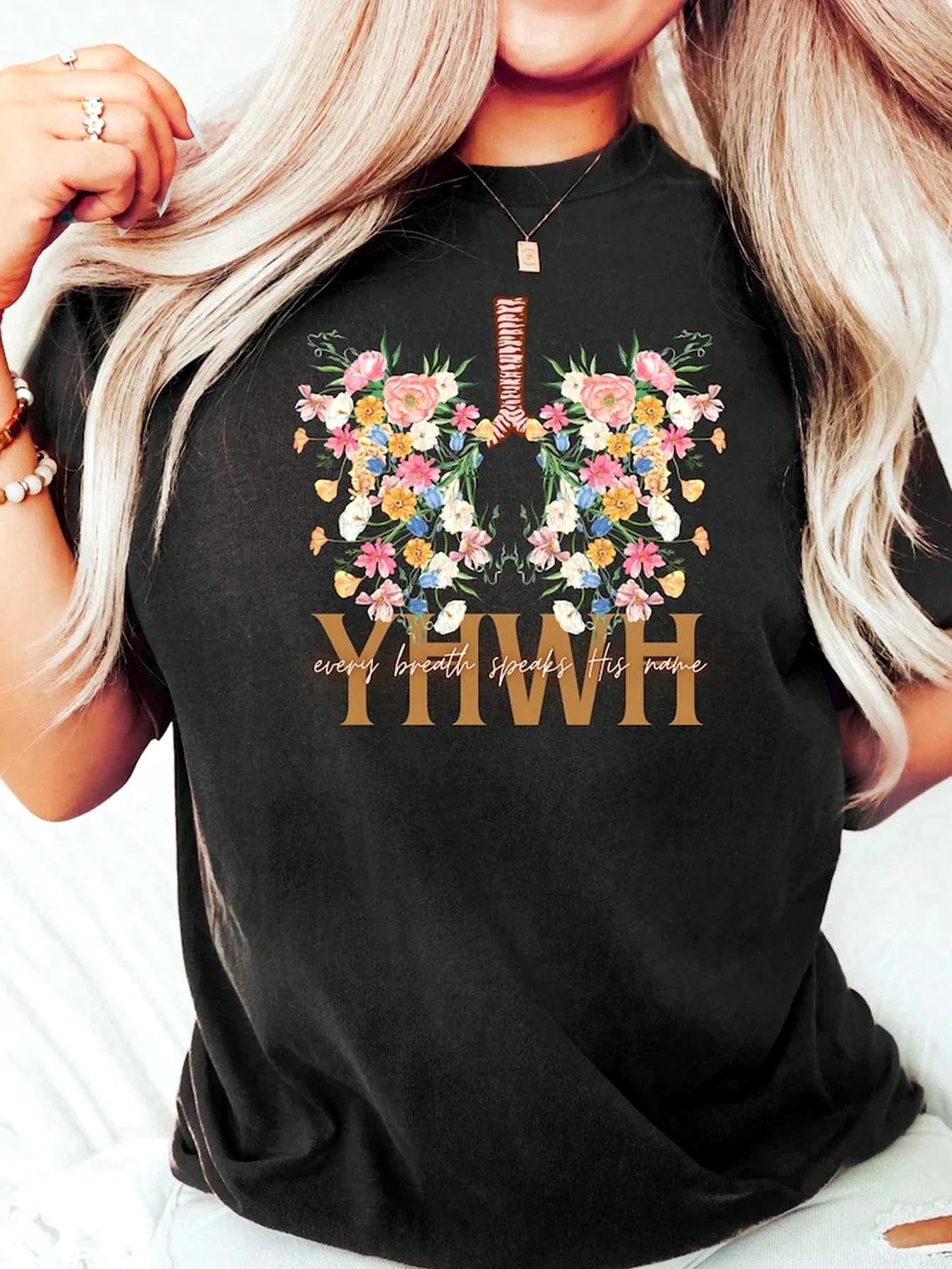 YHWH Yahweh Floral Christian Women's T-Shirt