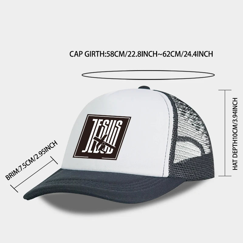 Jesus Cross-Print Mesh Trucker Hat | Unisex Christian Cap